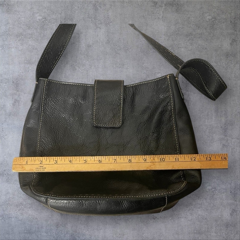 Vintage Fossil Black Leather Hobo Shoulder Bag Purse Contrast Stitching - Picture 8 of 9